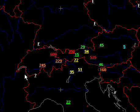 Schneehöhen vom 09.05.2008