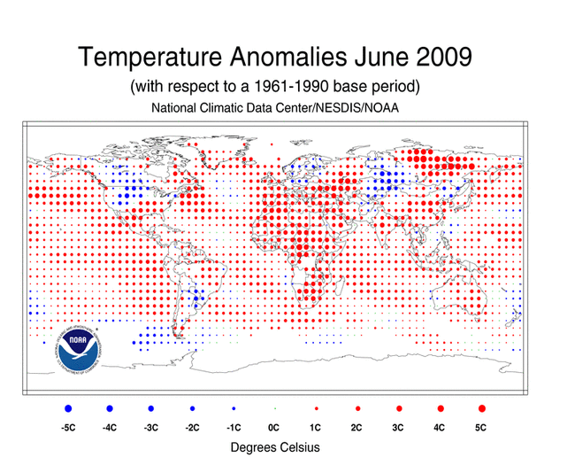 Temperatur-Anomalien Juni 2009