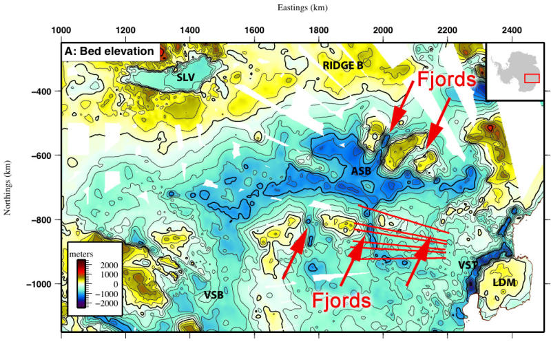 Karte des Aurora Subglazialen Beckens