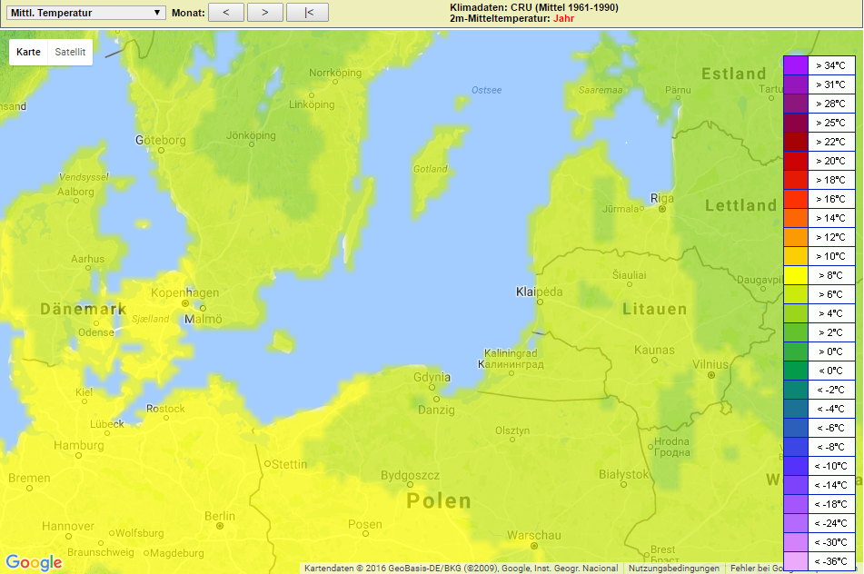 Jahrestemperatur Ostsee